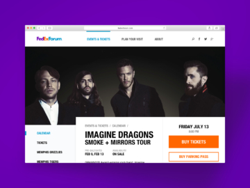 FedExForum mobile and desktop homepages.
