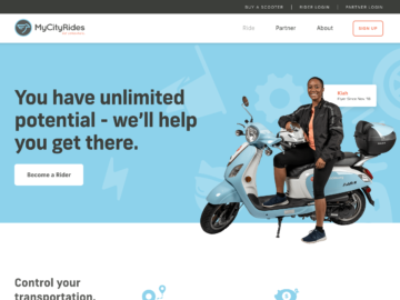 MyCityRides homepage.