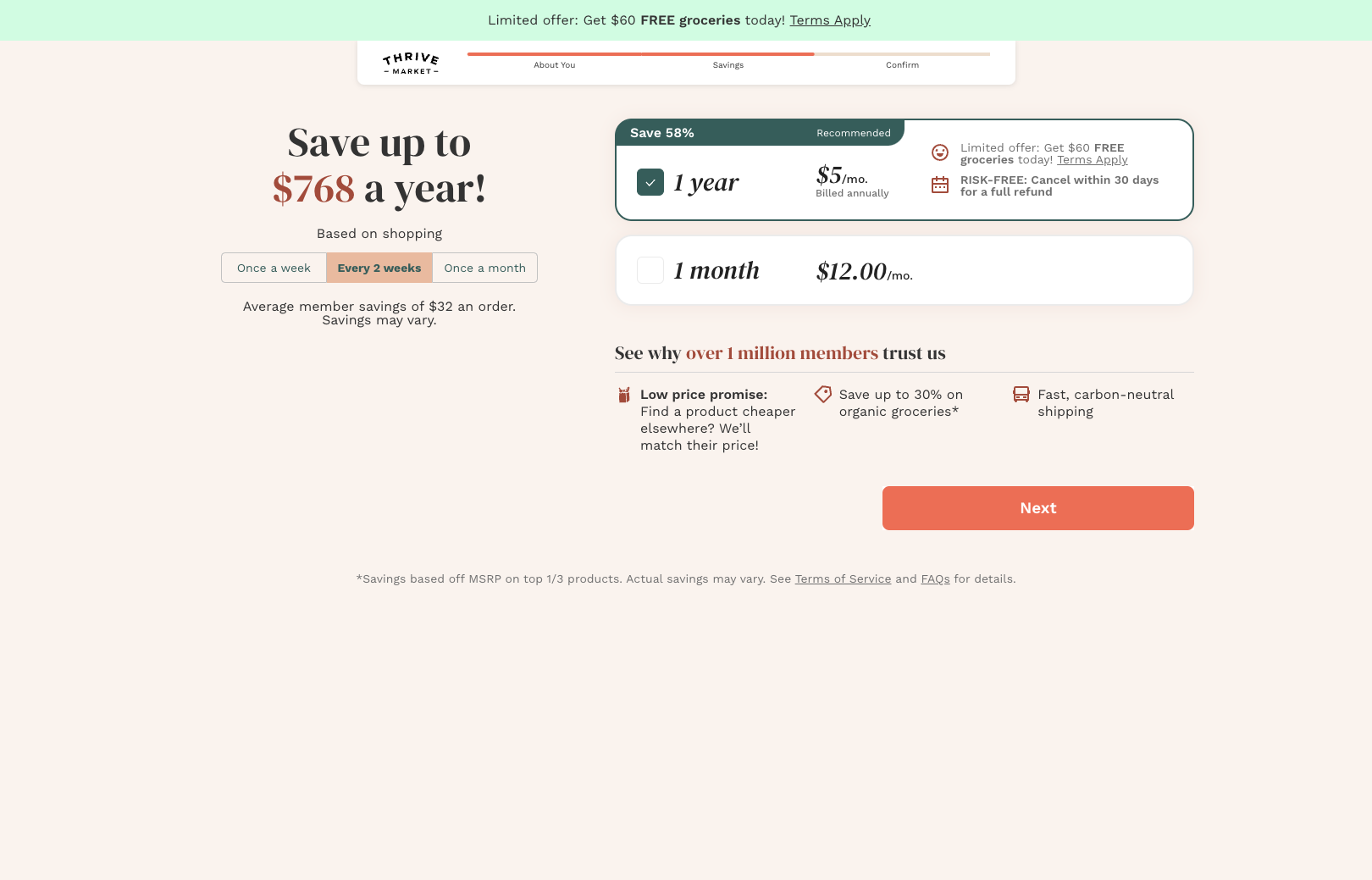 Thrive Market sign up