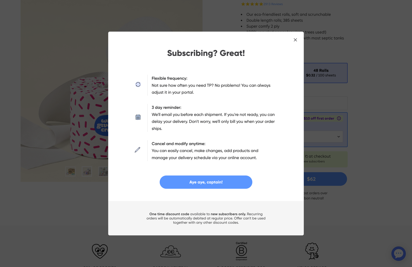 Who Gives a Crap modal
