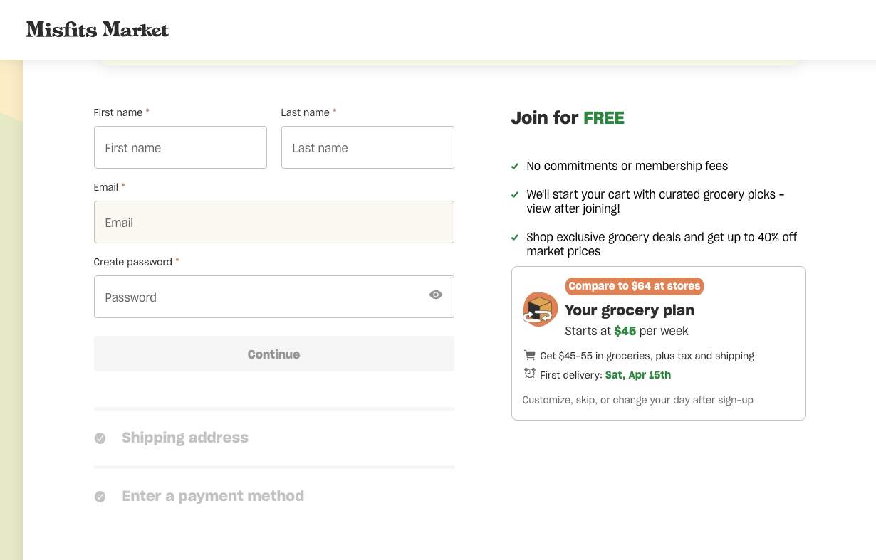 Misfits Market sign up